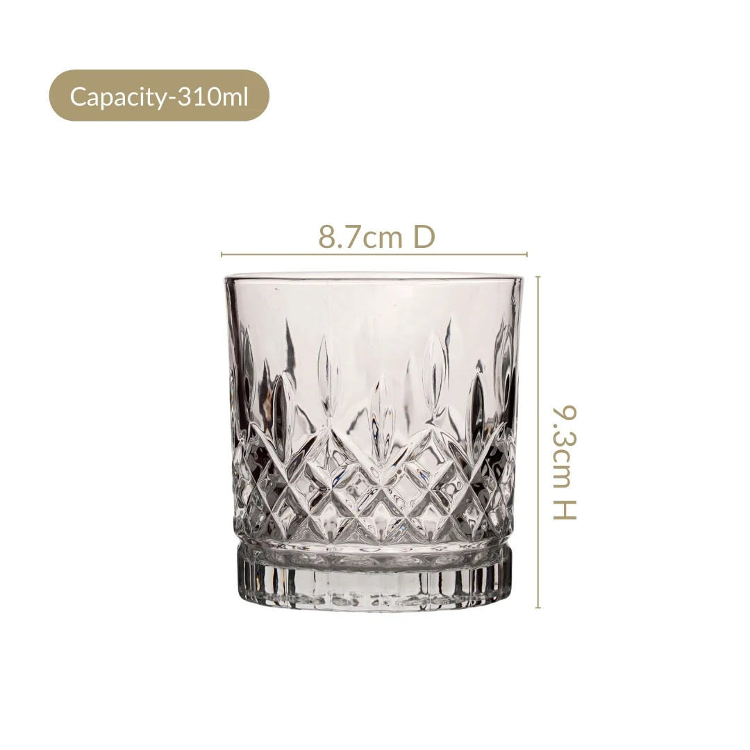 Embossed Heavy Base Old Fashioned Whiskey Glass Large Set Of 6 310ml - Image 5