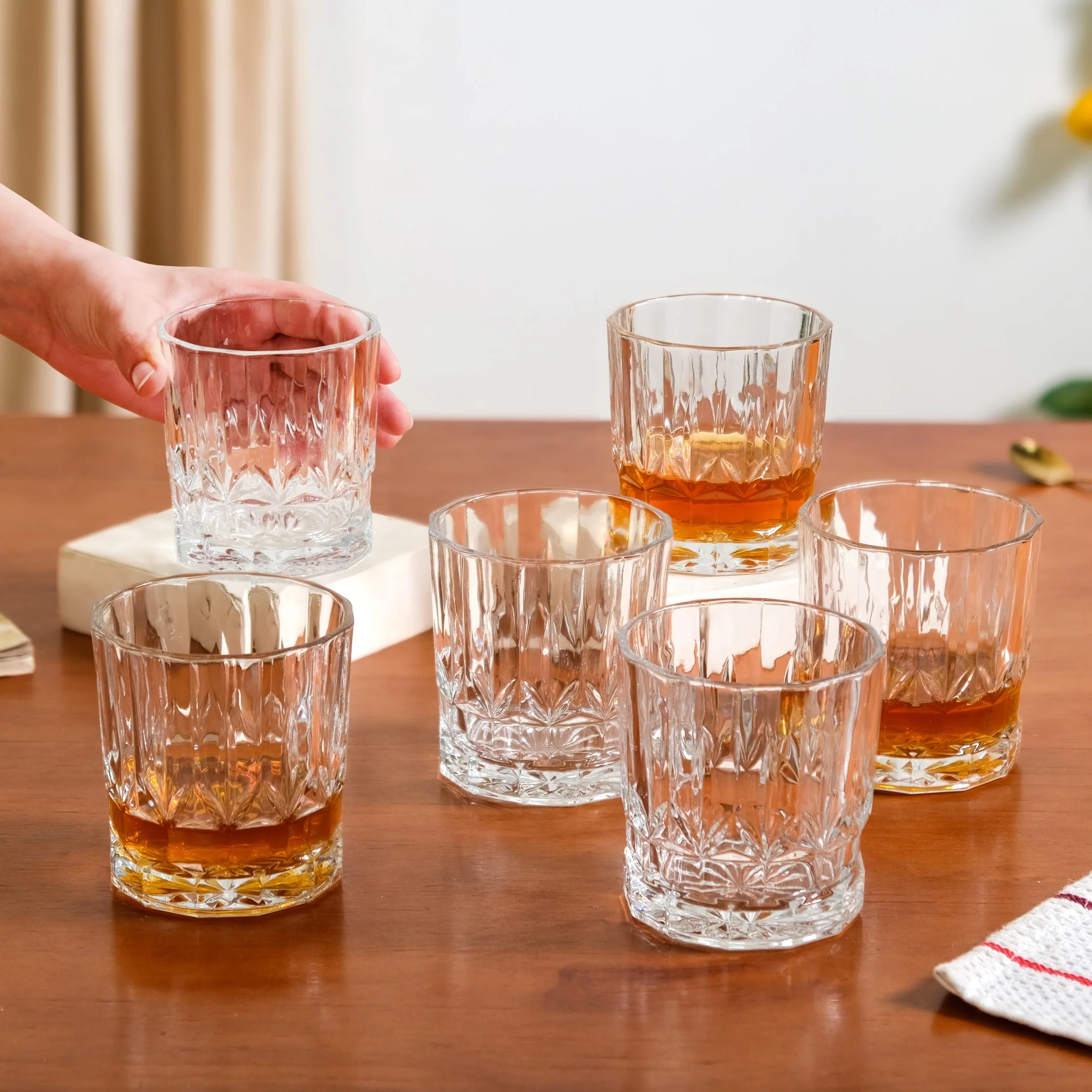 Embossed Heavy Base Whiskey Glass Large Set Of 6 310ml - Image 4