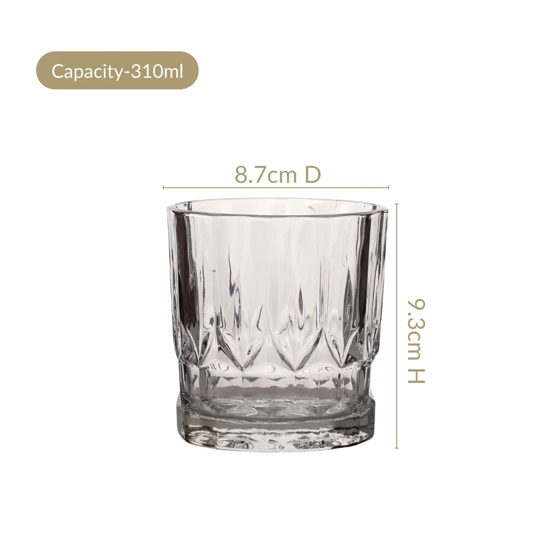 Embossed Heavy Base Whiskey Glass Large Set Of 6 310ml - Image 5