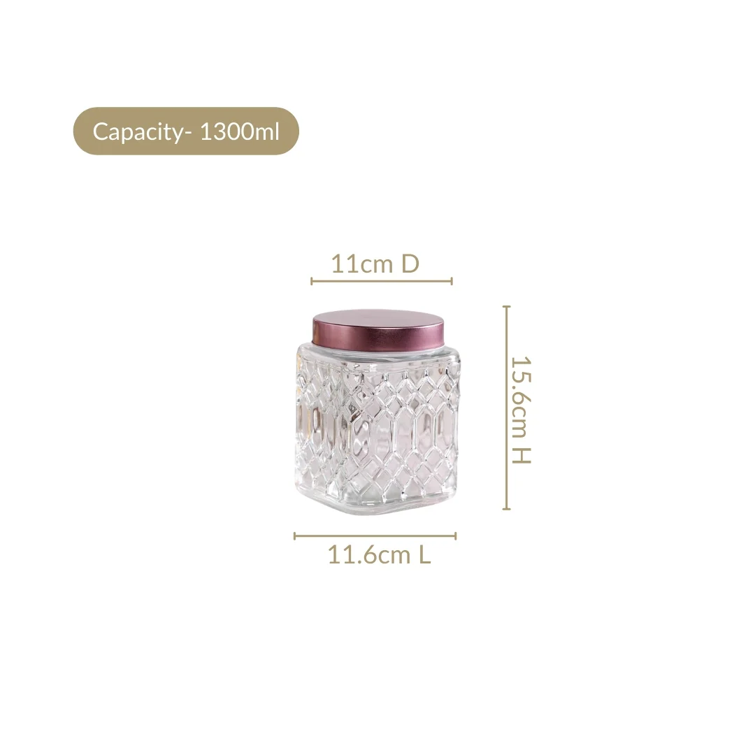 Embossed Kitchen Storage Container With Lids Set Of 4 1300ml - Image 3