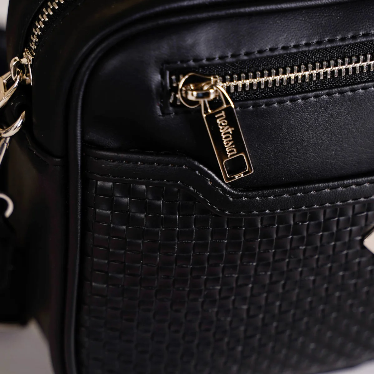 Embossed Luxe Crossbody Belt Bag Black - Image 13