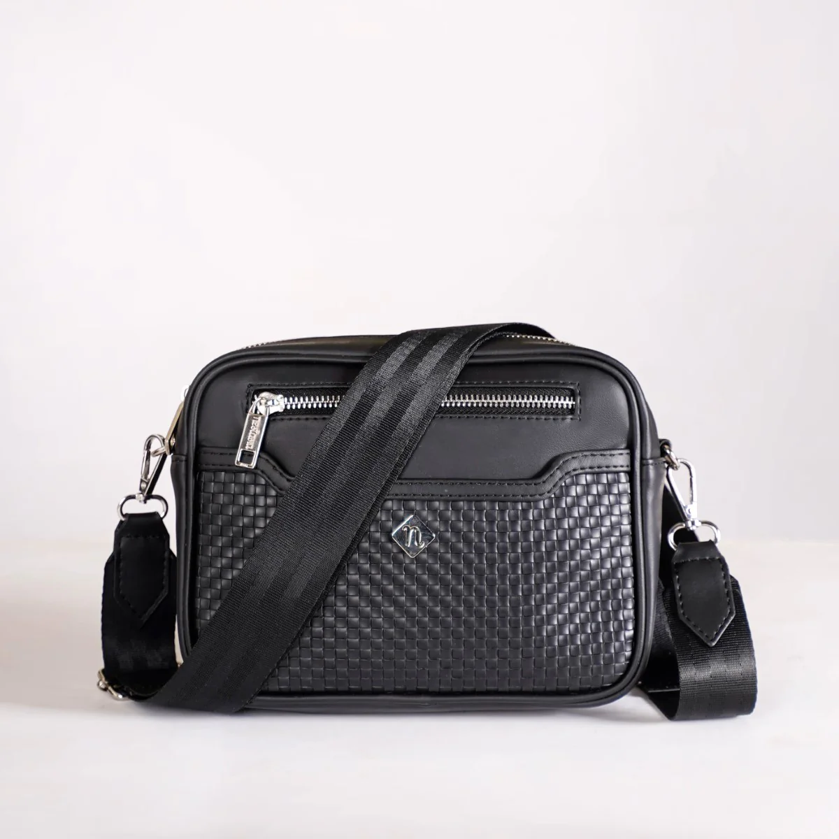 Embossed Luxe Crossbody Belt Bag Black - Image 3