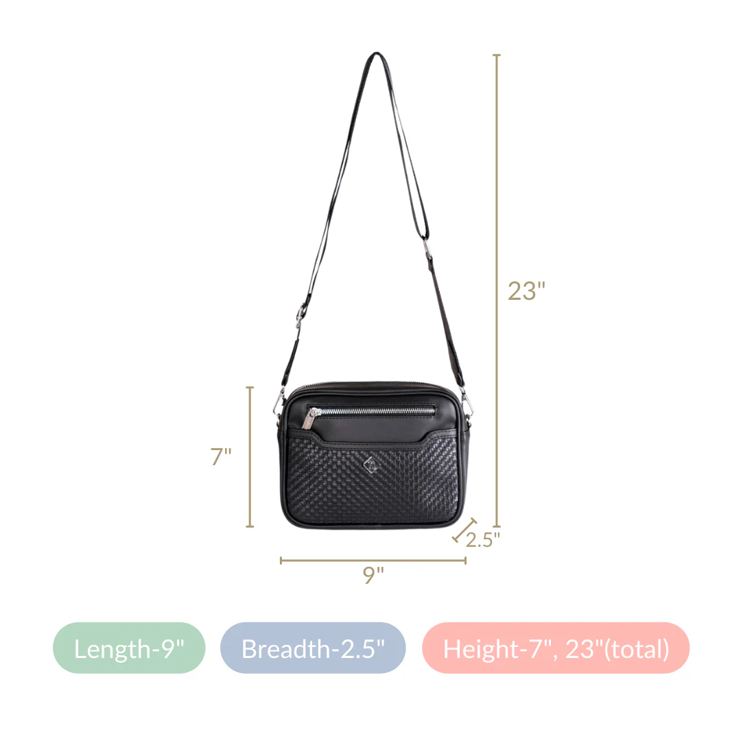 Embossed Luxe Crossbody Belt Bag Black - Image 4
