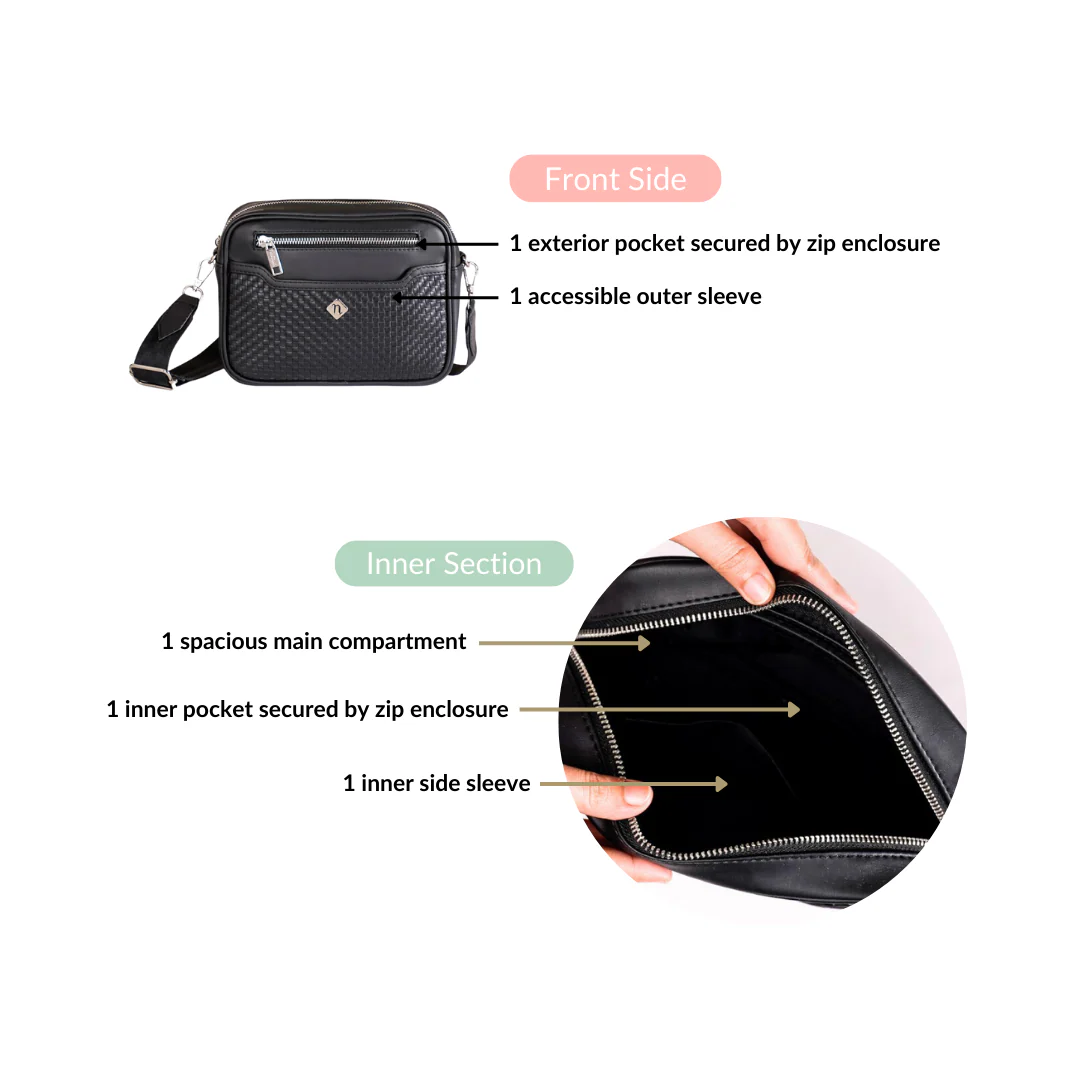 Embossed Luxe Crossbody Belt Bag Black - Image 6