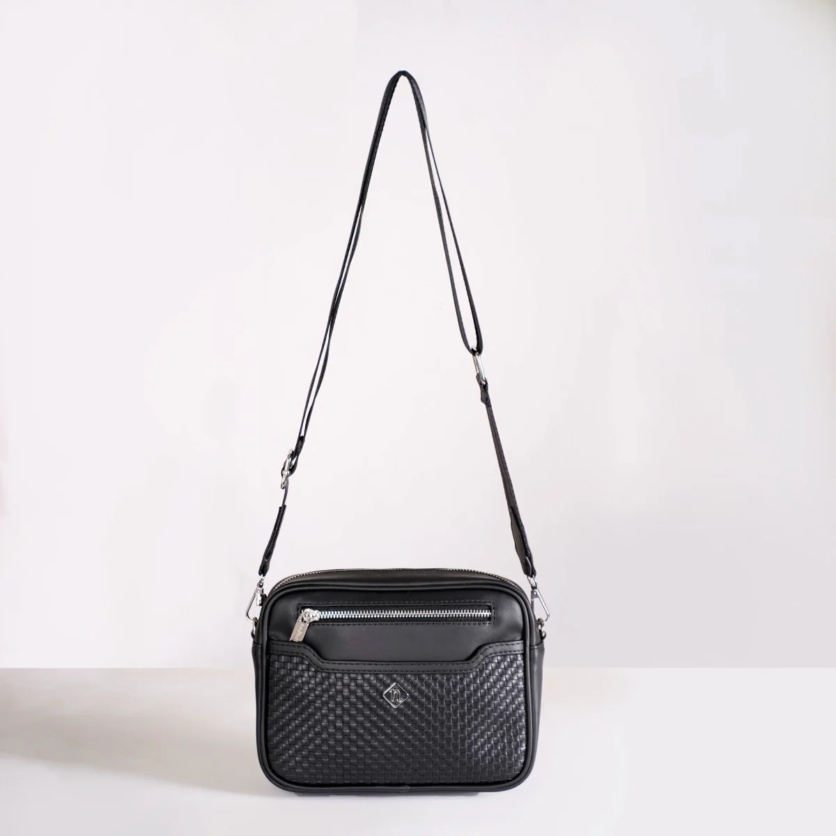 Embossed Luxe Crossbody Belt Bag Black - Image 9