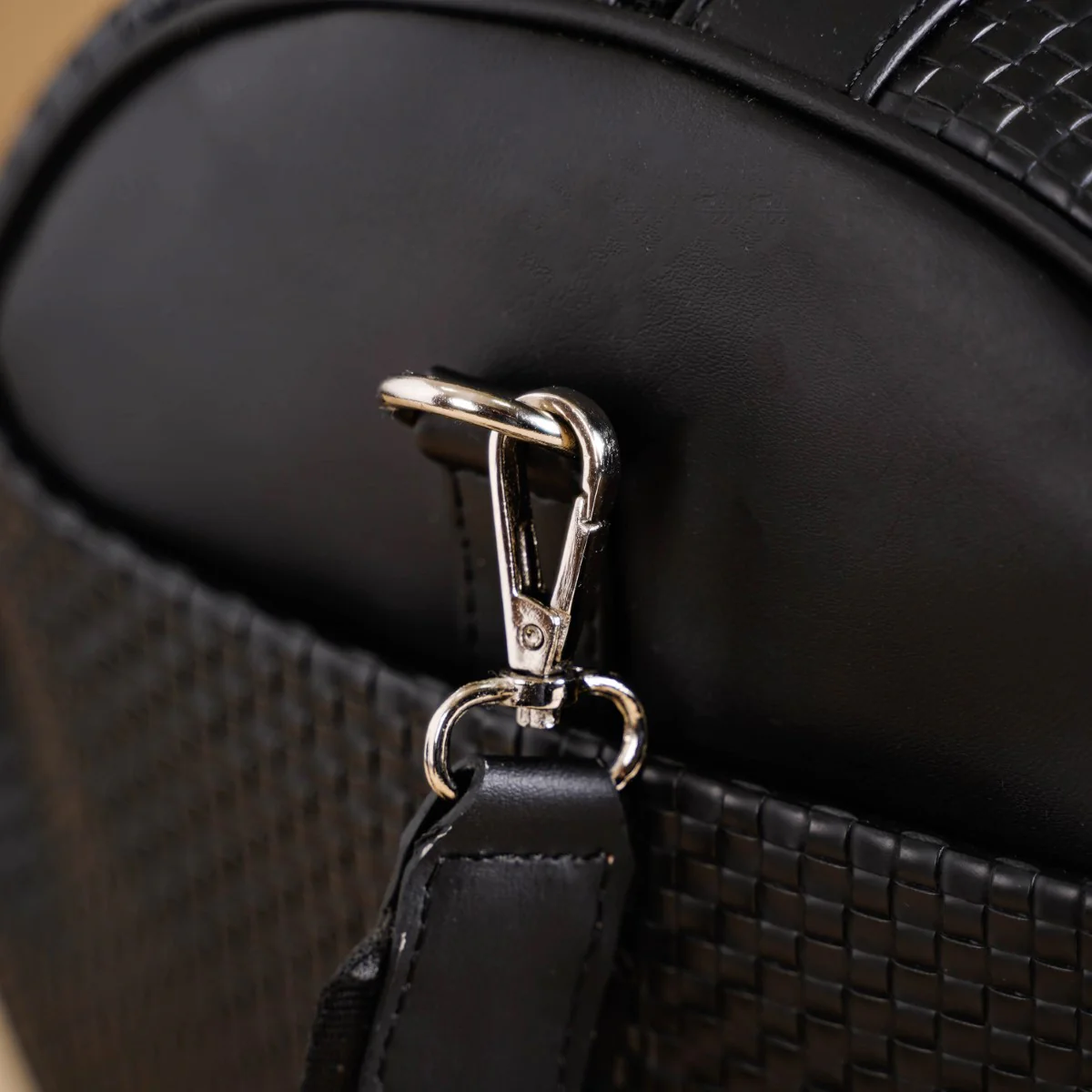 Embossed Sleek Black Duffle Bag - Image 14