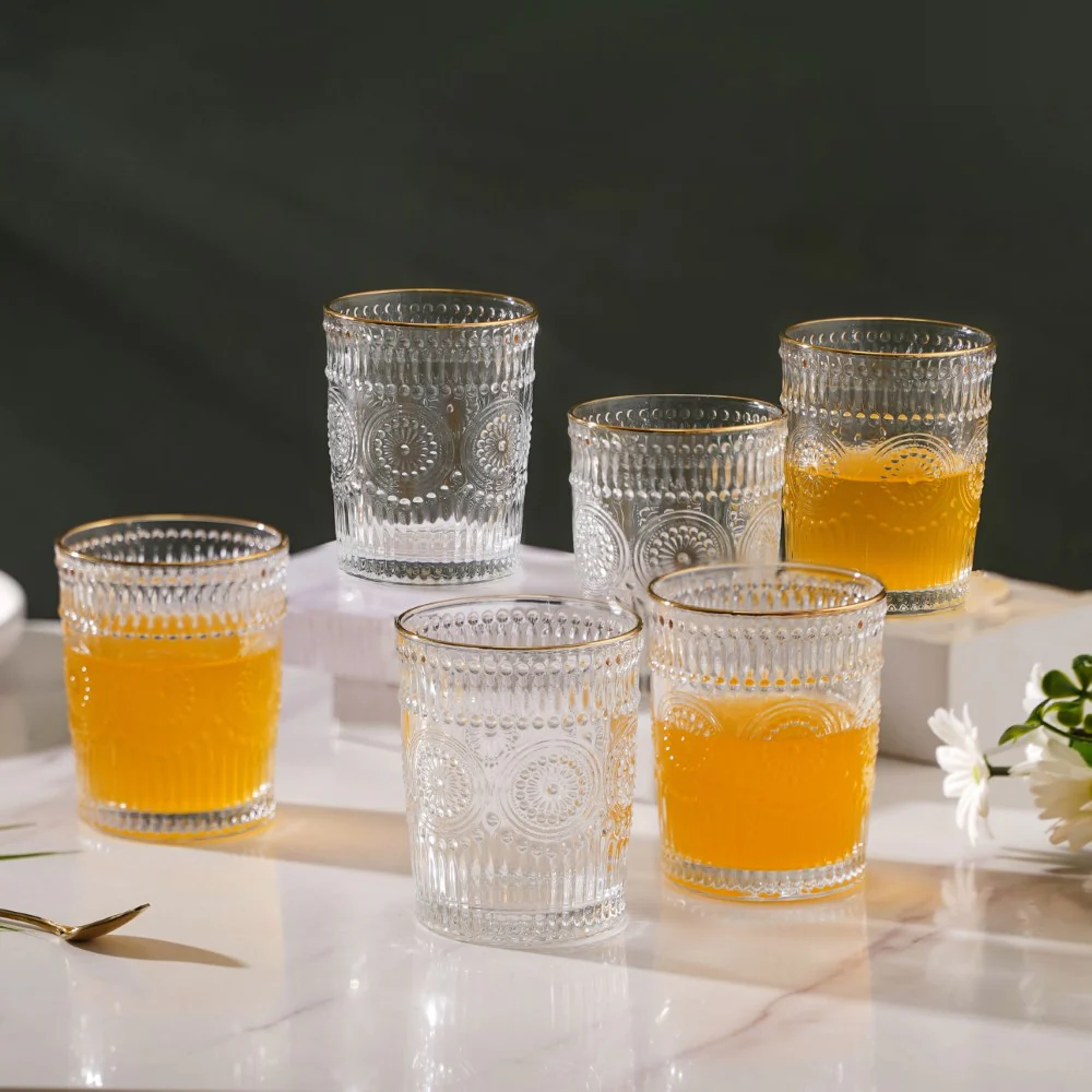 Embossed Small Drinkware Glass Set of 6 250 ml - Image 8