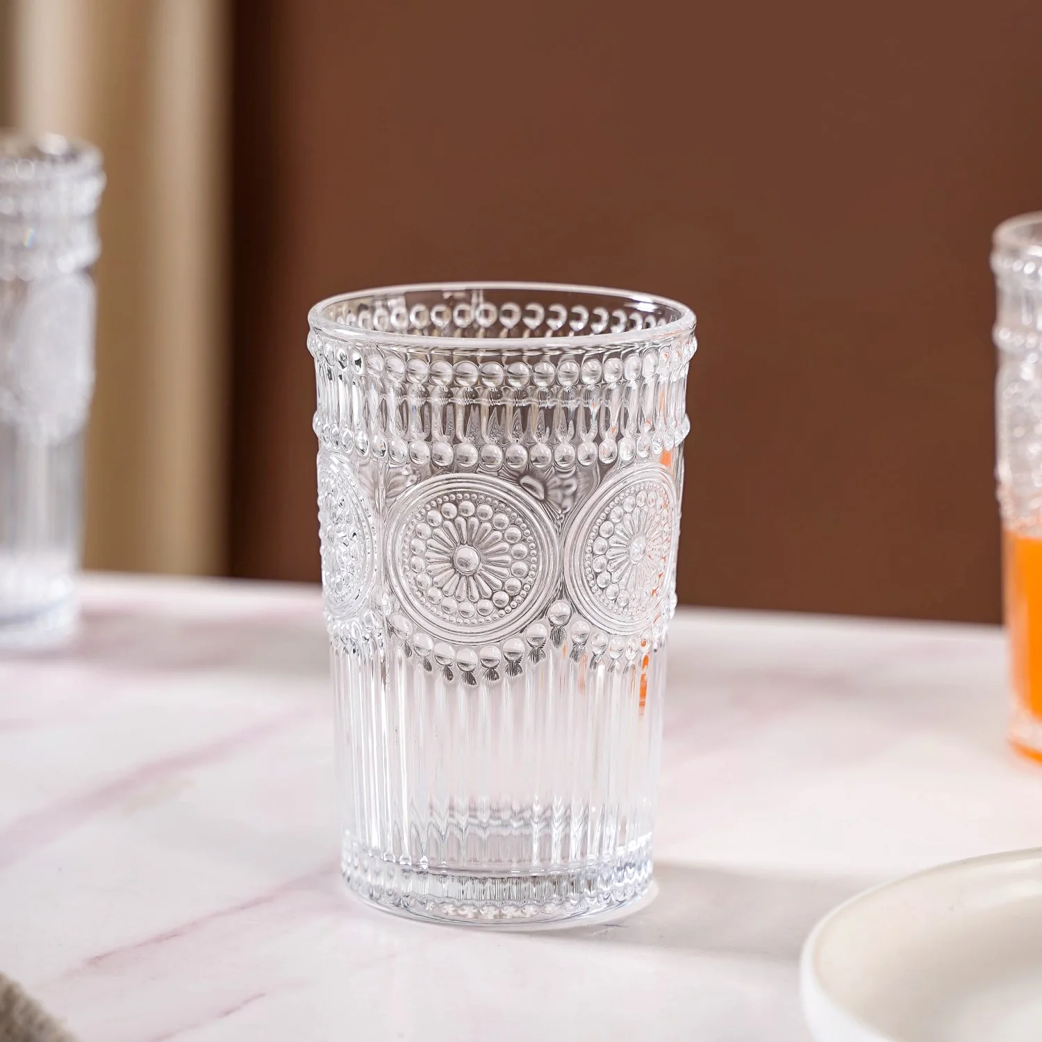 Embossed Tall Water Glass Set of 6 350ml - Image 7