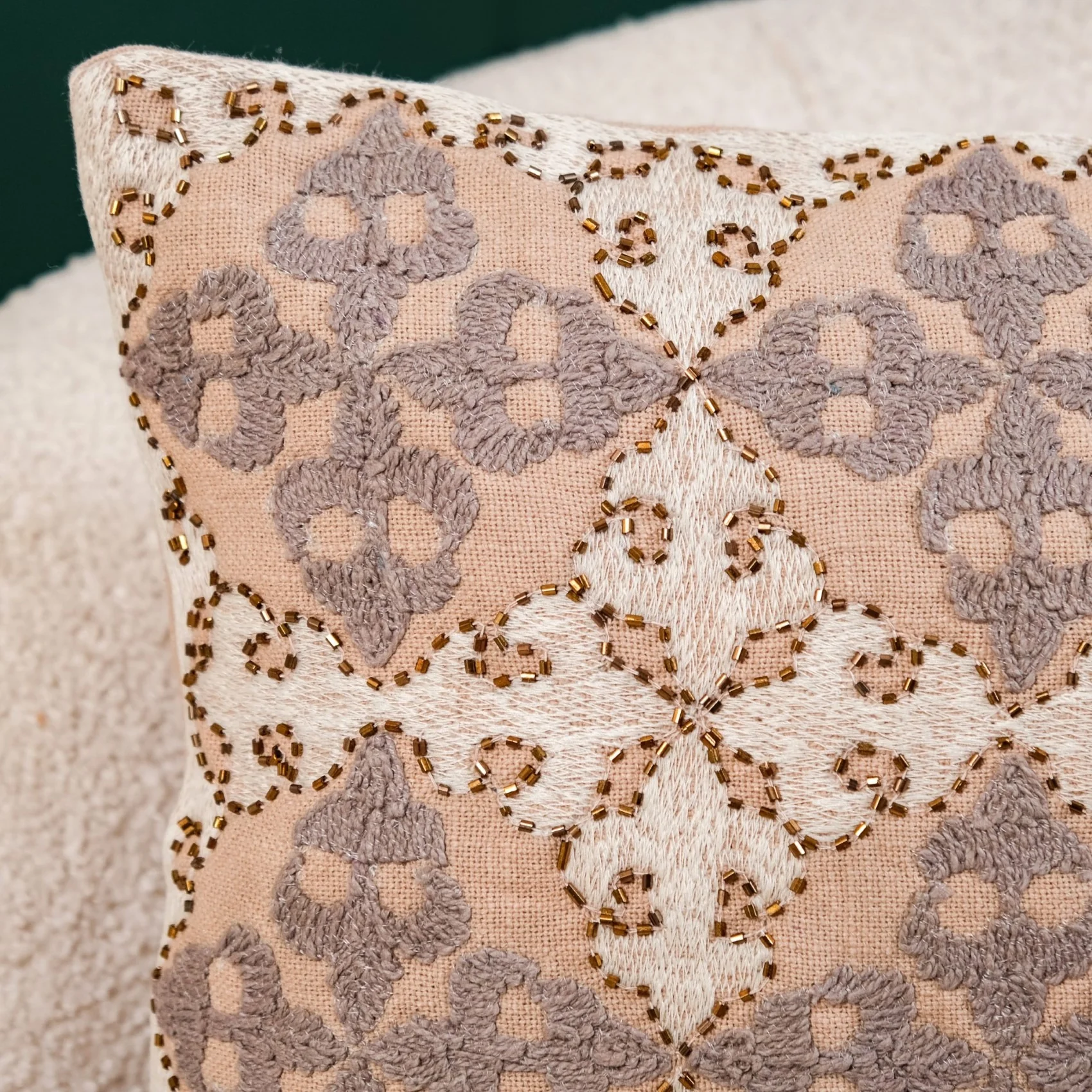Embroidered Cushion Cover With Handwork 50x35 cm - Image 3
