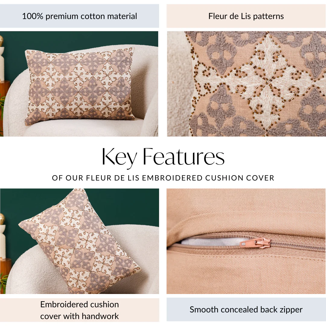 Embroidered Cushion Cover With Handwork 50x35 cm - Image 5
