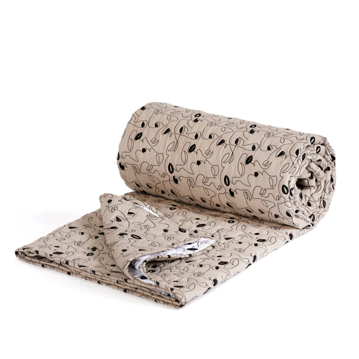 Embroidered King Size Bed Cover Beige - Image 3