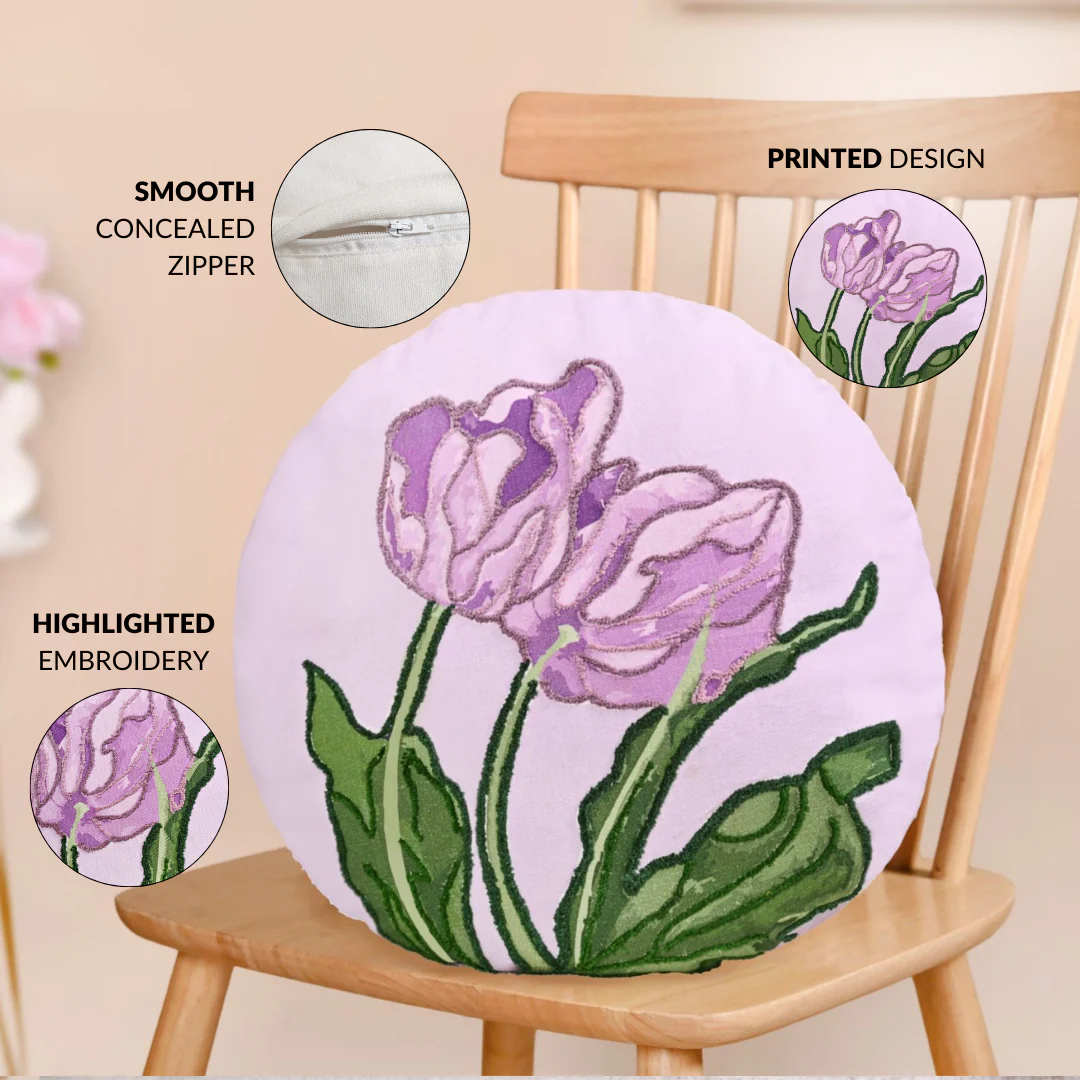 Embroidered Lilac Petal Cushion Cover 40cm - Image 5