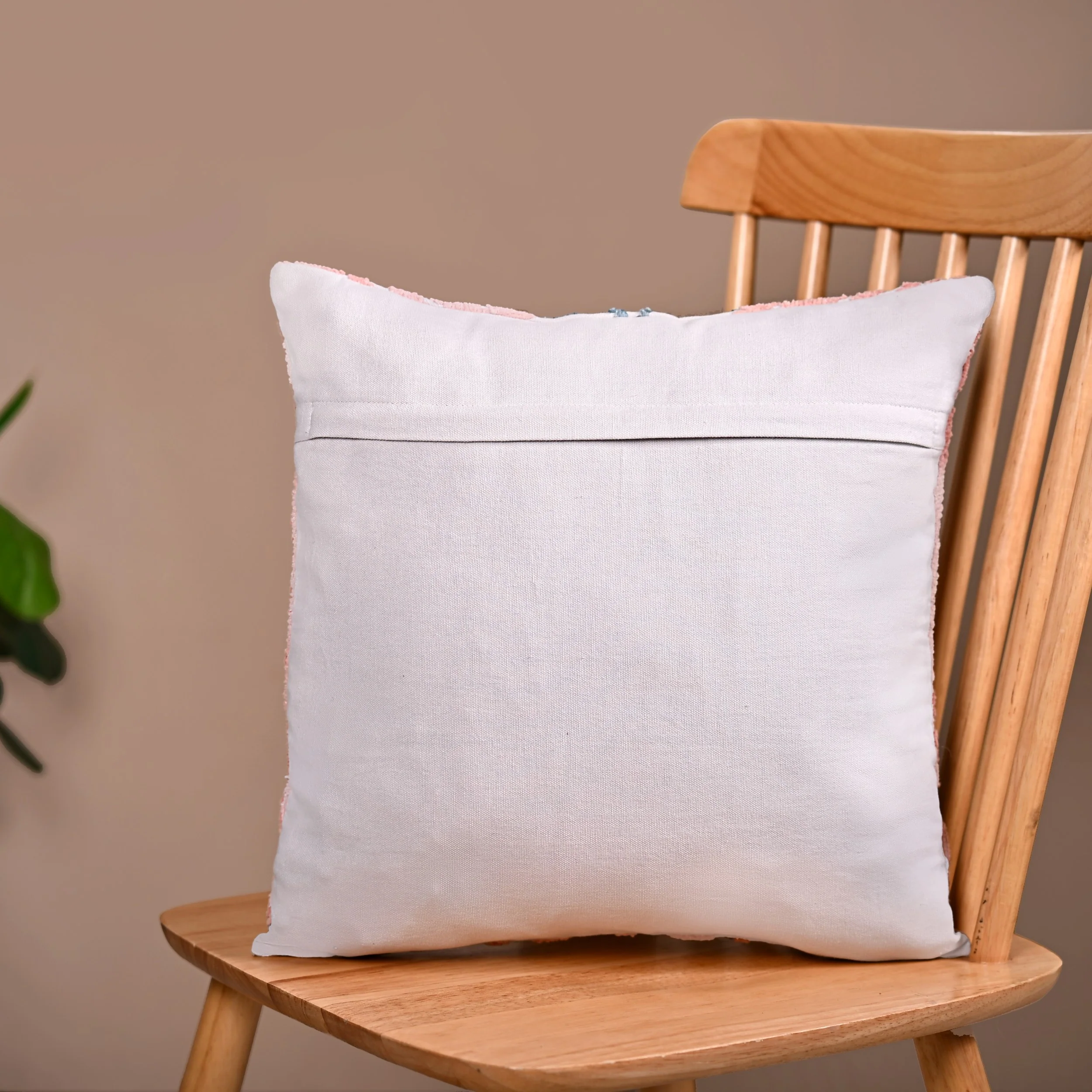 Embroidered Peach Teal Cushion Cover 40x40 cm - Image 6