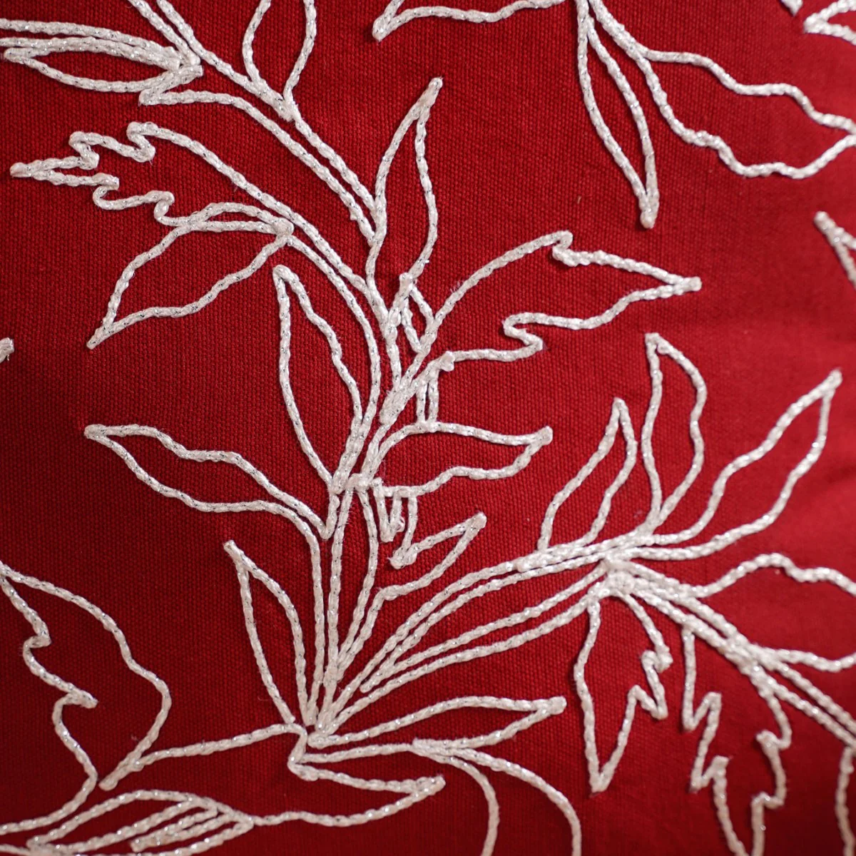 Embroidered Red Couch Cushion Cover 16x16 Inch - Image 7