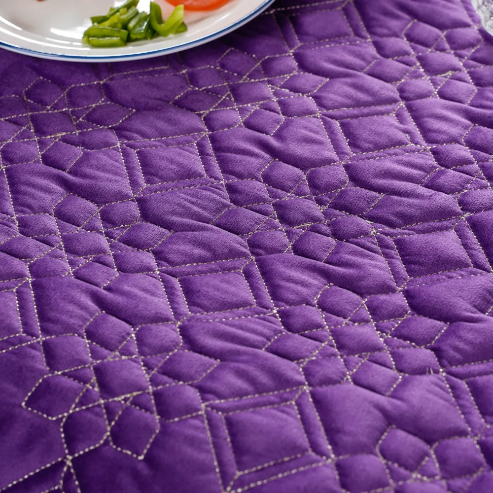 Embroidered Velvet Table Cover Purple 52x40 inch - Image 5