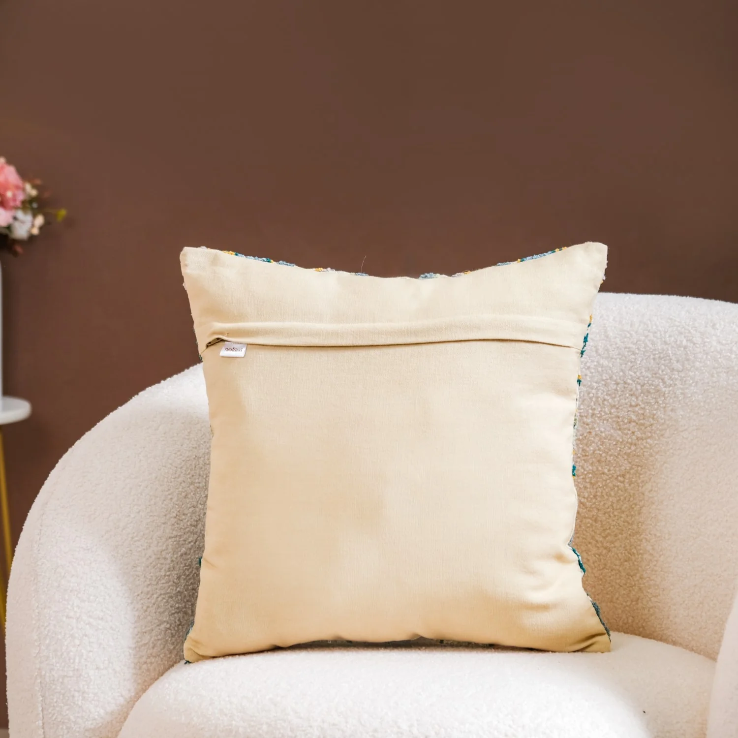 Embroidered Vintage Floral Cushion Cover 16x16 Inch - Image 7