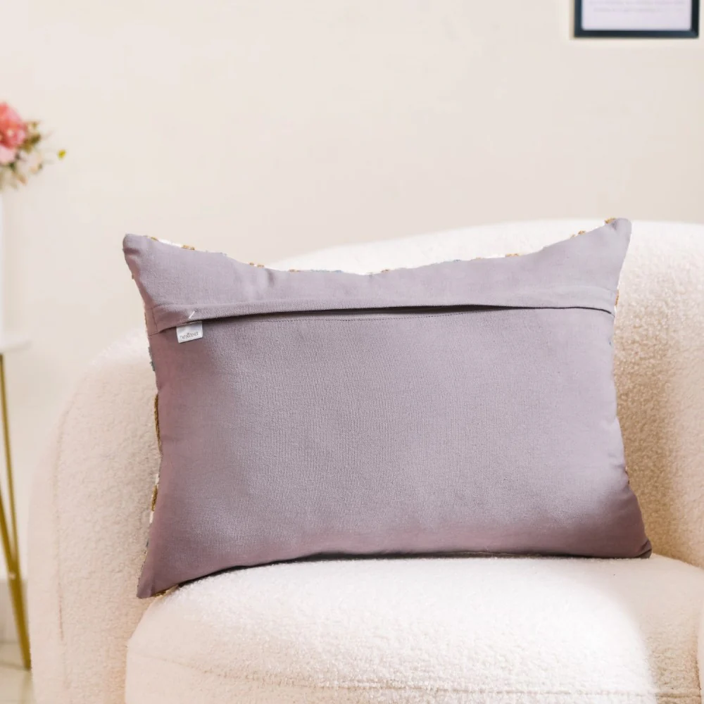 Embroidery on Print Vintage Cushion Cover 20x14 Inch - Image 6