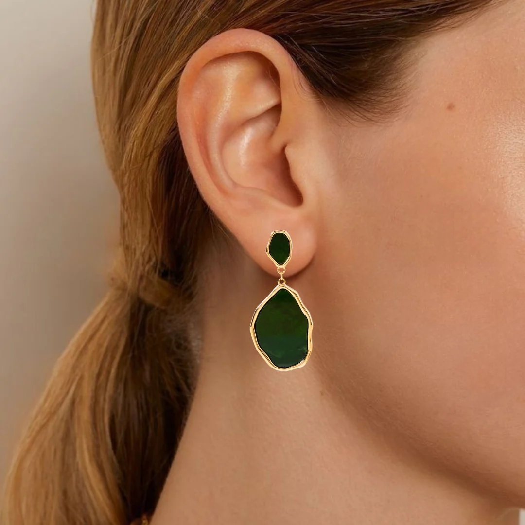 Emerald Green Dangler Earrings - Image 2