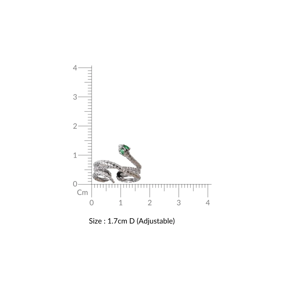 Emerald Snake Silver Stone Ring - Image 3