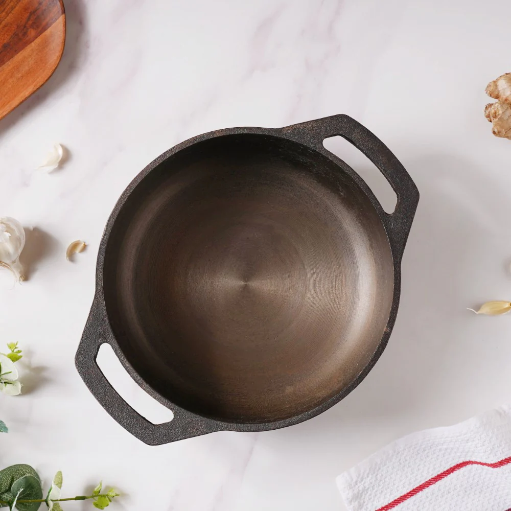 Empress Cast Iron Ultra Smooth Flat Base Kadai 9 Inch - Image 10