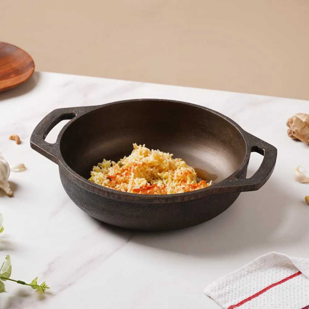 Empress Cast Iron Ultra Smooth Flat Base Kadai 9 Inch - Image 4