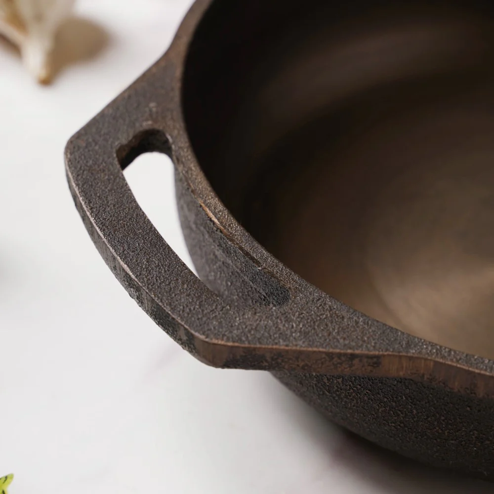 Empress Cast Iron Ultra Smooth Flat Base Kadai 9 Inch - Image 6