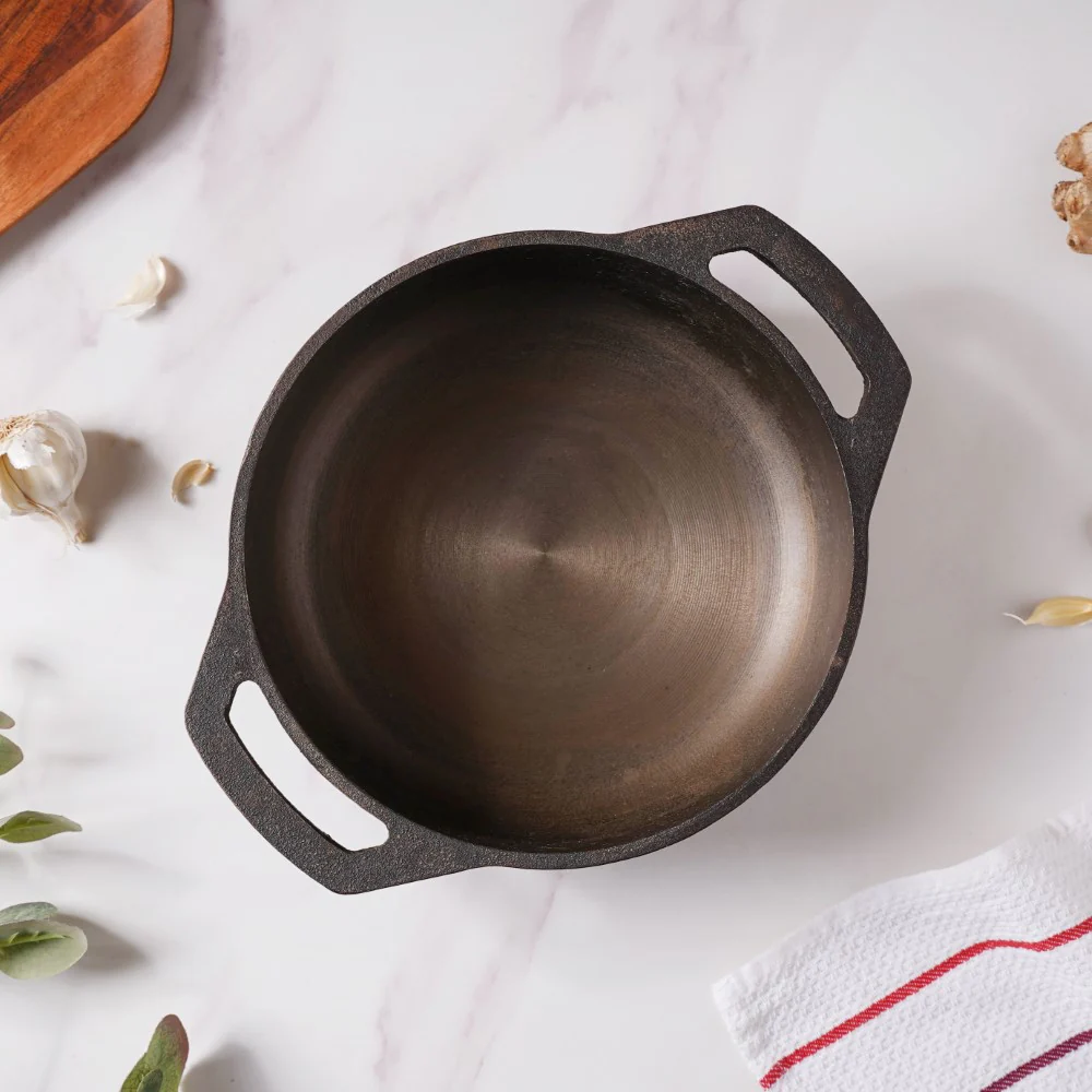 Empress Cast Iron Ultra Smooth Flat Base Kadai 9 Inch - Image 8