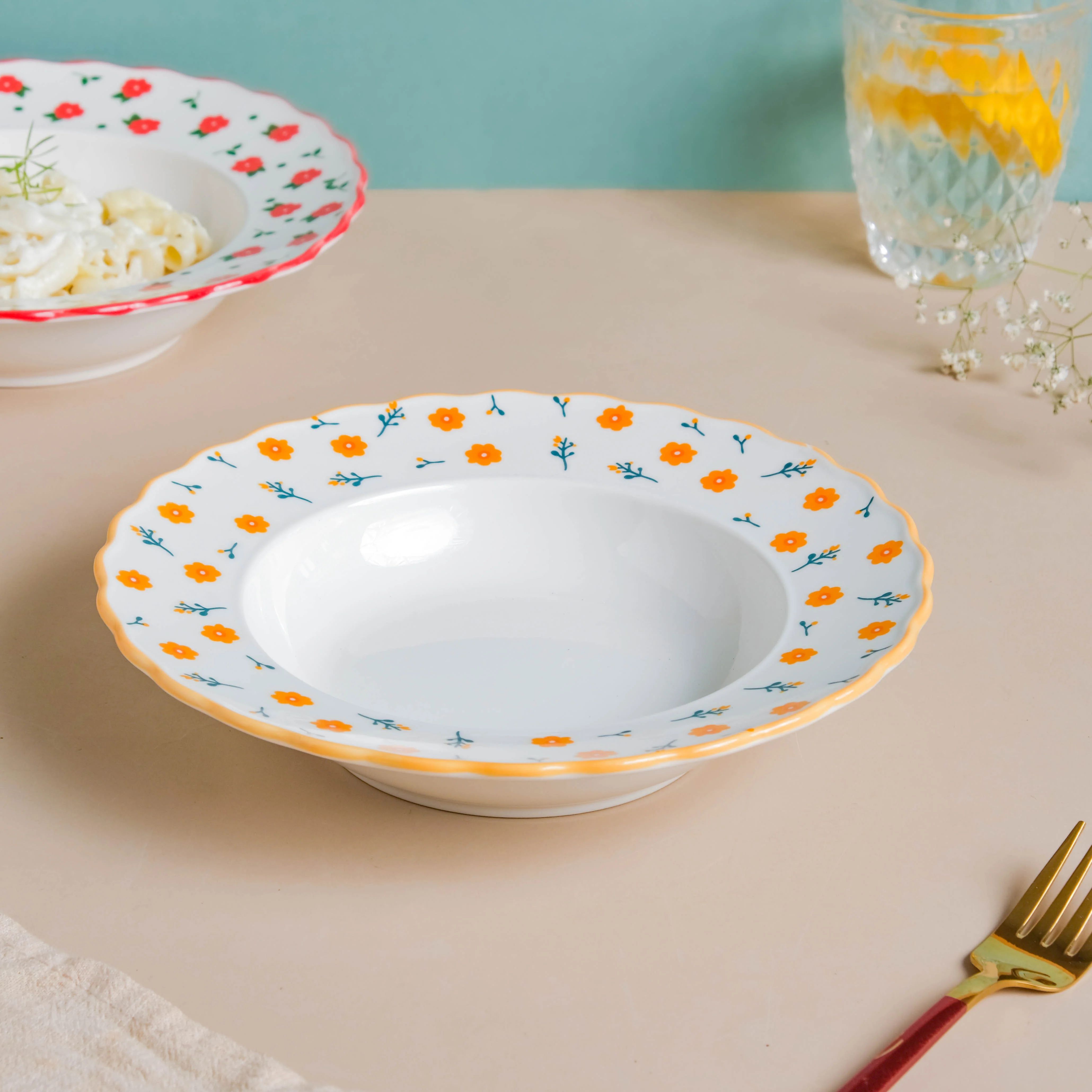 Enchanted Summer Pasta Plate Orange - Image 4