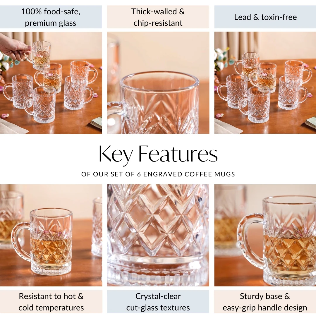 Engraved Glass Mugs Set Of 6 200ml - Image 5