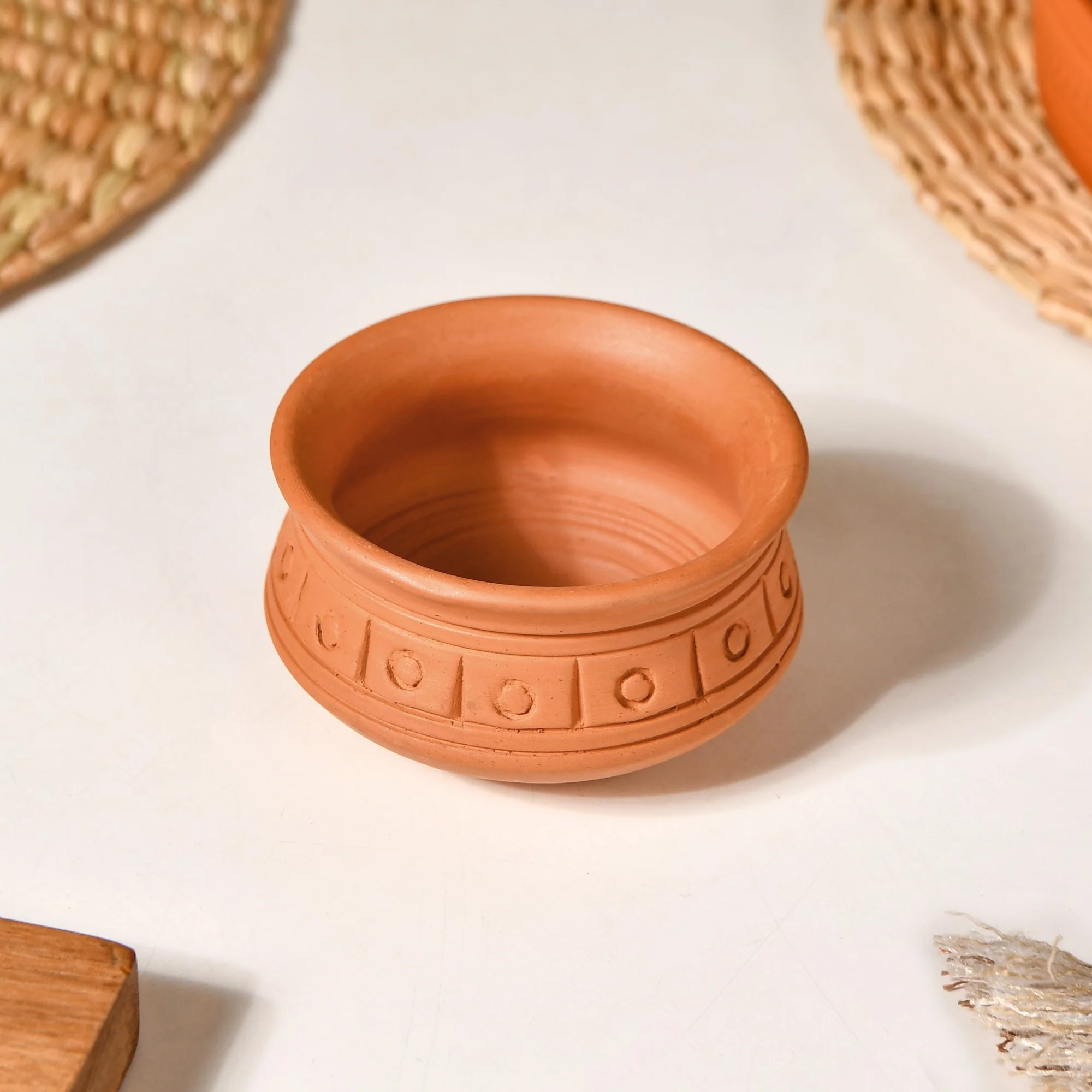 Engraved Terracotta Matki Bowls Set Of 6 100ml - Image 2