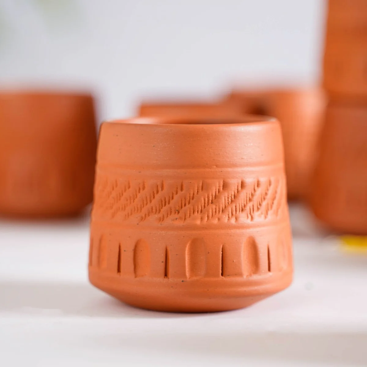 Engraved Terracotta Tumblers Set Of 12 100ml - Image 3