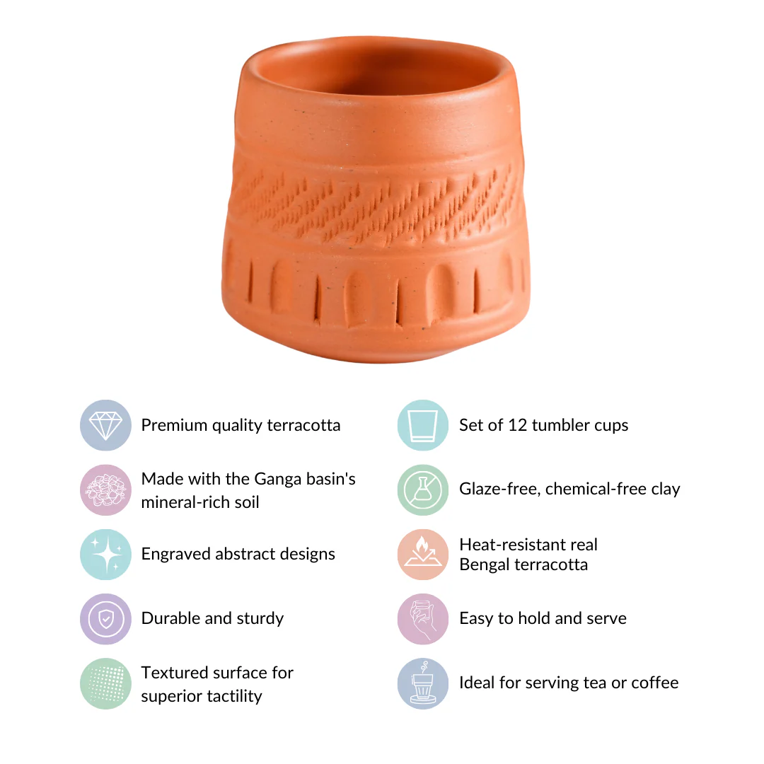 Engraved Terracotta Tumblers Set Of 12 100ml - Image 5
