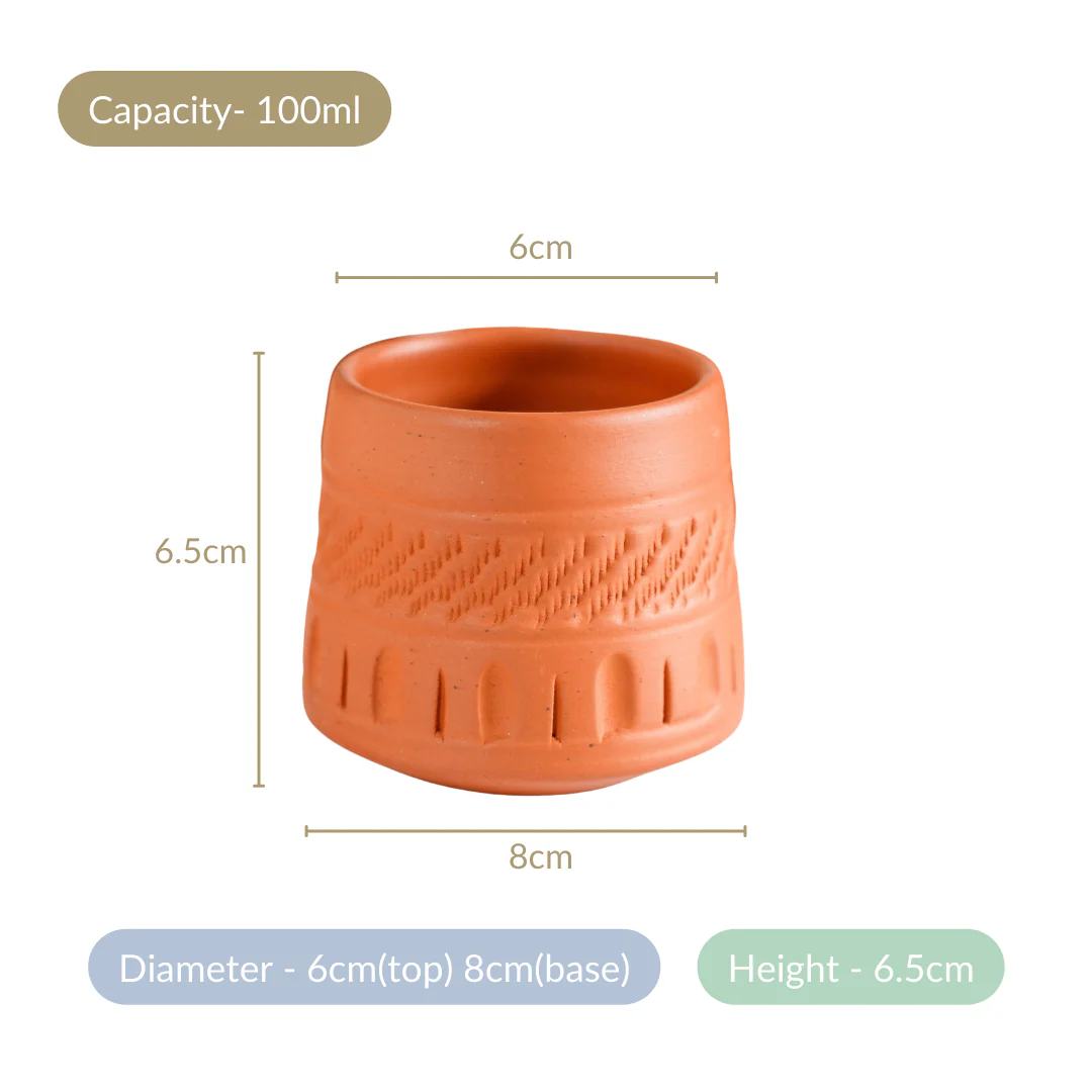 Engraved Terracotta Tumblers Set Of 12 100ml - Image 6