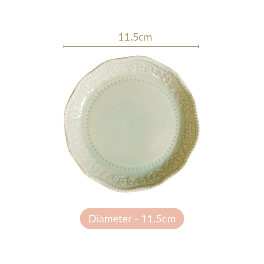 Era Embossed Small Dessert Plate Set Of 6 Light Green 4.5" - Image 6