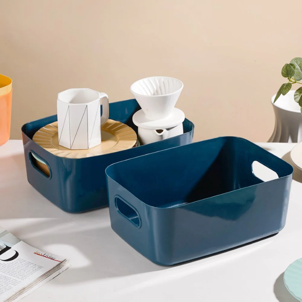 Essentials Storage Basket Blue Set Of 2 11 Inch