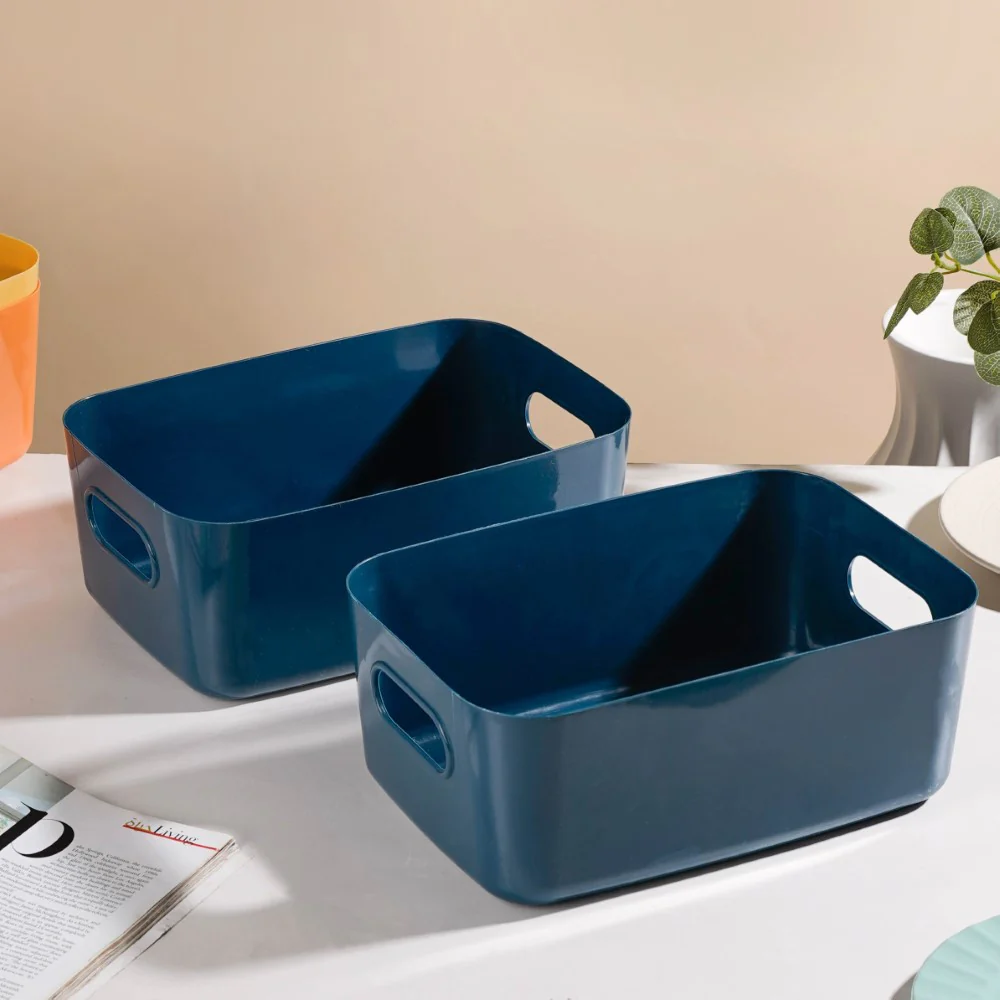 Essentials Storage Basket Blue Set Of 2 11 Inch - Image 2