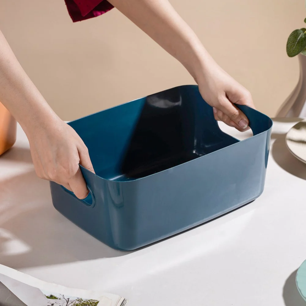 Essentials Storage Basket Blue Set Of 2 11 Inch - Image 3