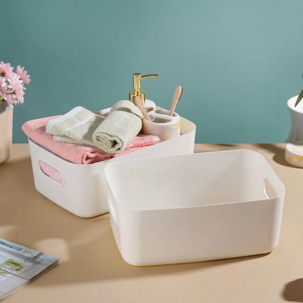 Essentials Storage Basket White Set Of 2 11 Inch - Image 2