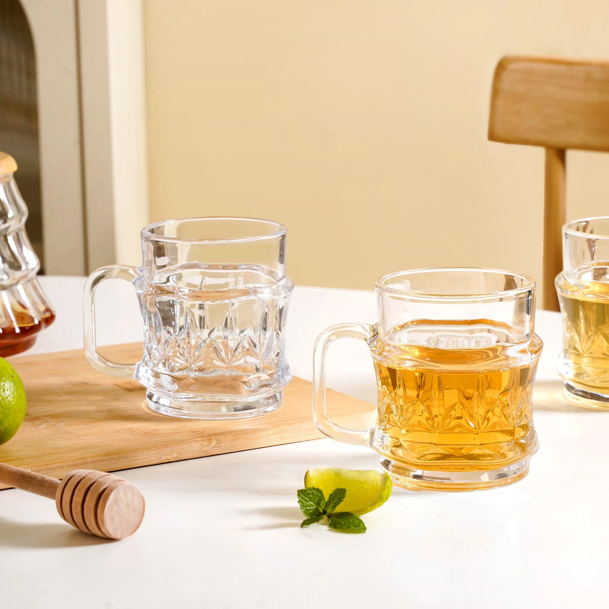 Etched Glass Tea Cup Set Of 6 165ml - Image 2