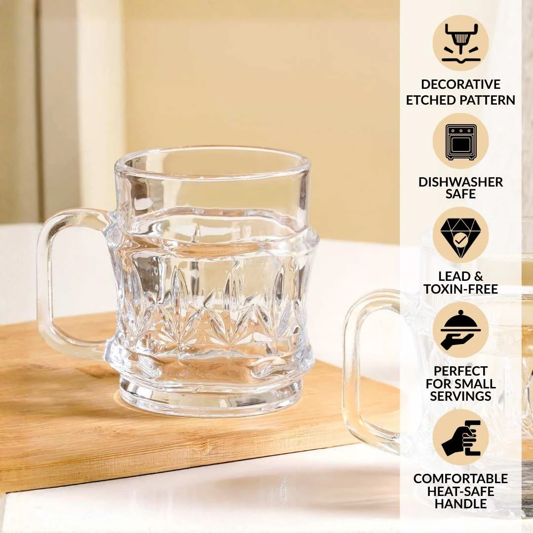 Etched Glass Tea Cup Set Of 6 165ml - Image 3
