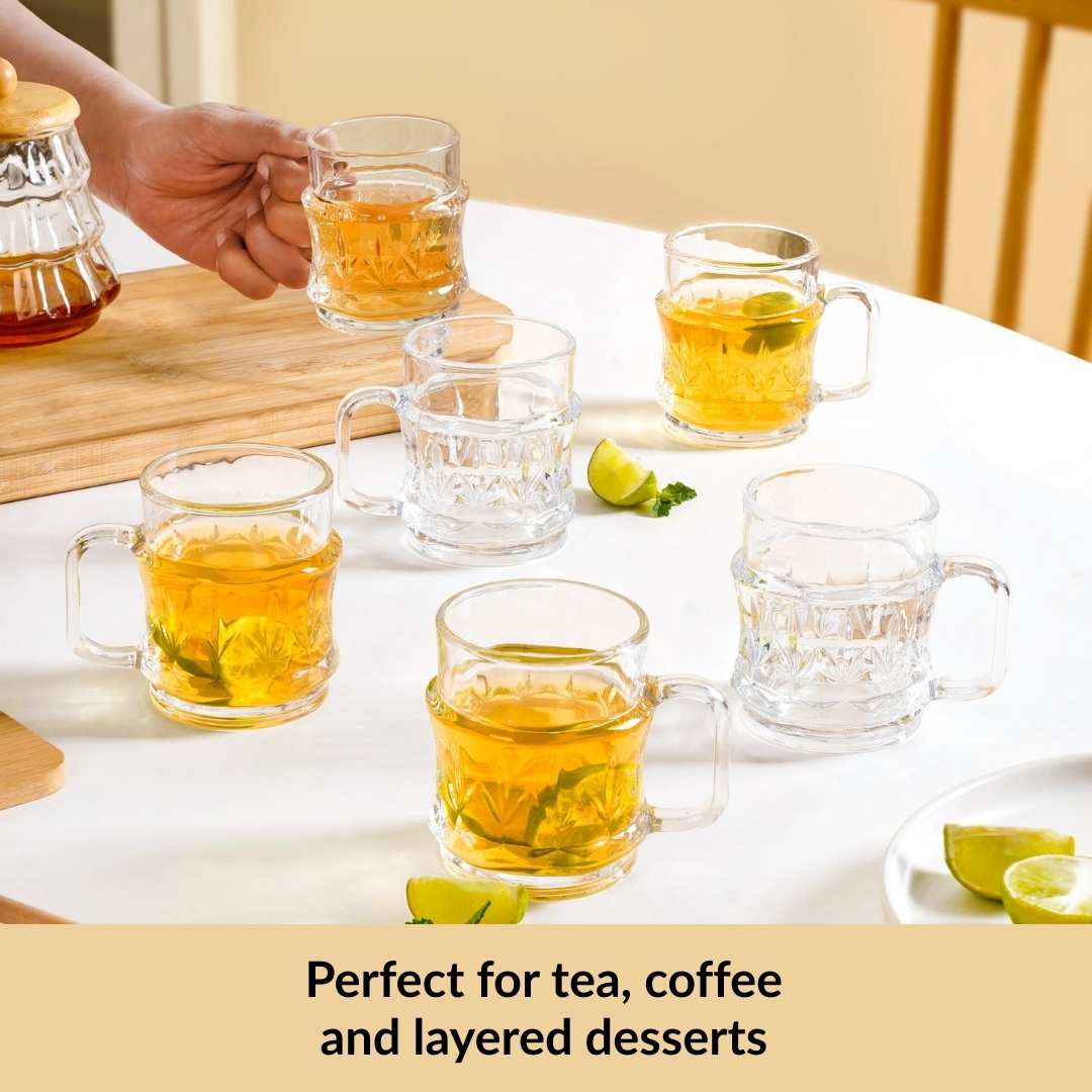 Etched Glass Tea Cup Set Of 6 165ml - Image 6