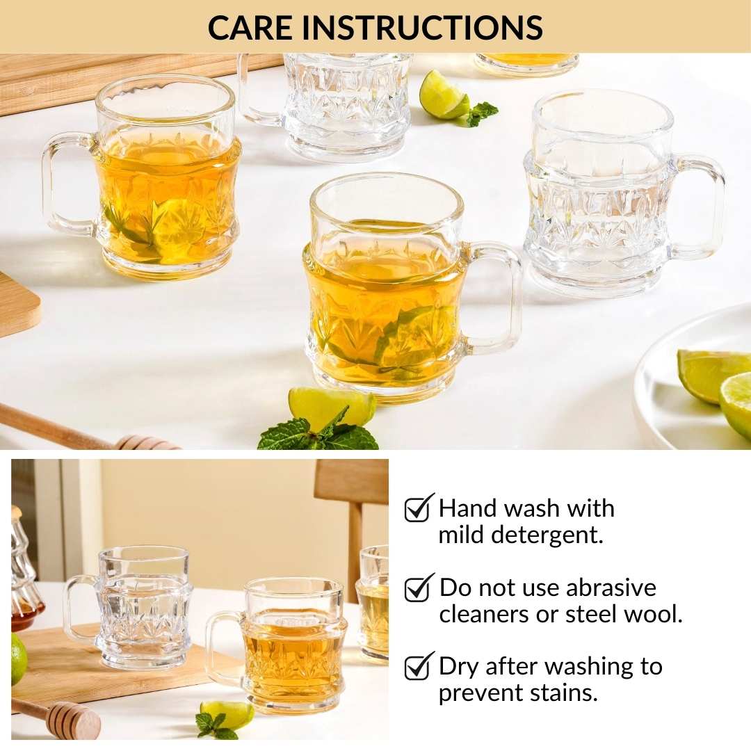 Etched Glass Tea Cup Set Of 6 165ml - Image 7