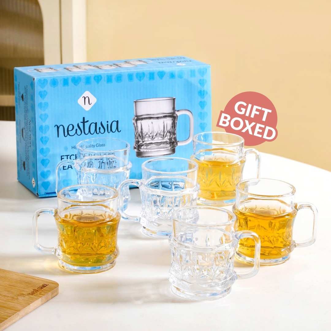 Etched Glass Tea Cup Set Of 6 165ml - Image 8