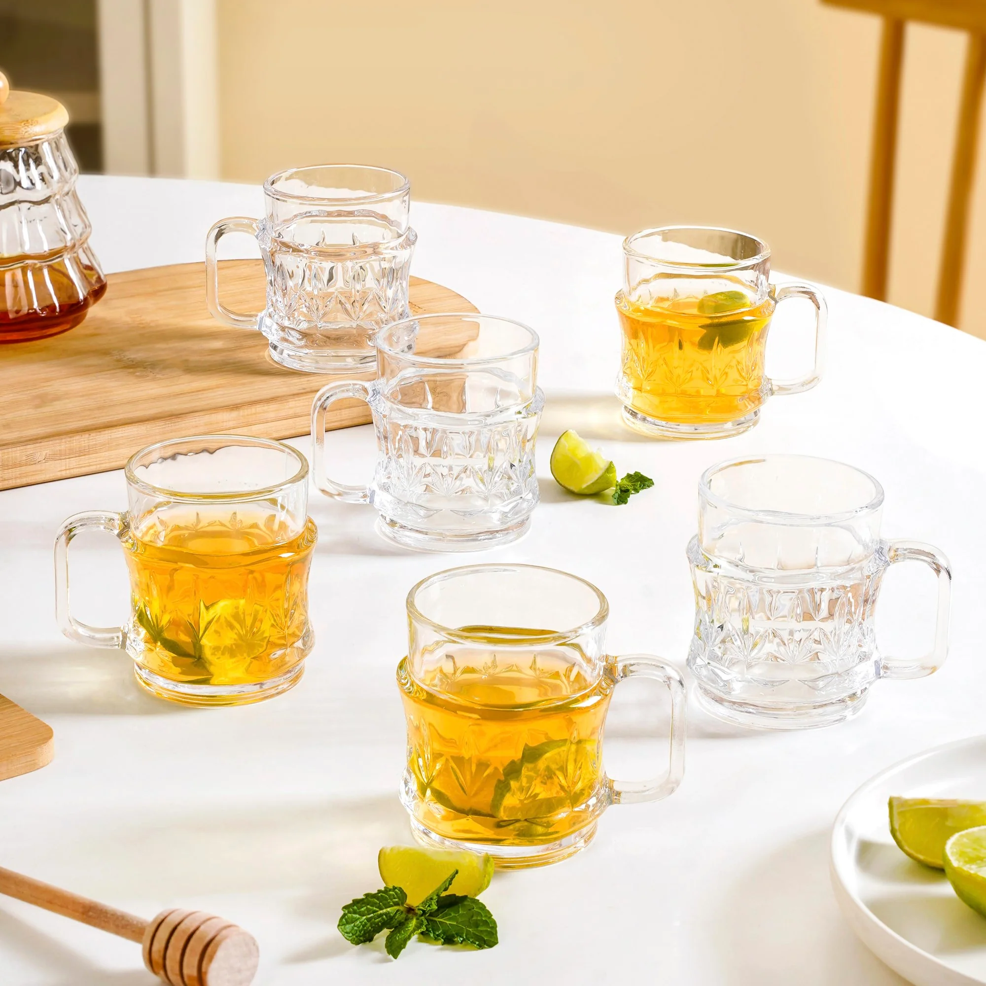 Etched Glass Tea Cup Set Of 6 165ml - Image 9