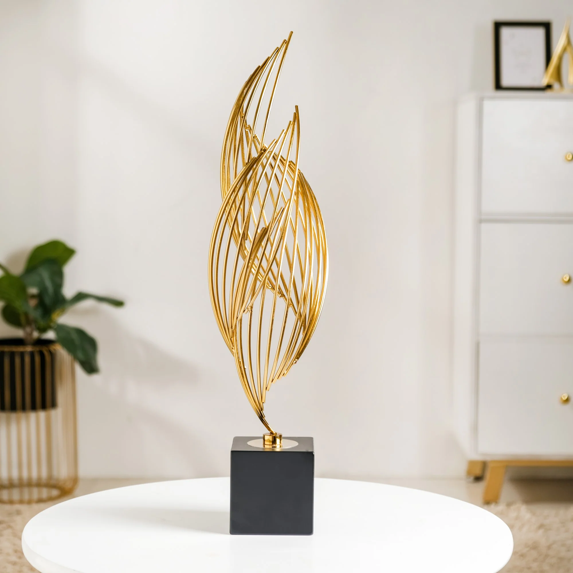 Eternal Flame Sculpture Showpiece Gold Large - Image 11