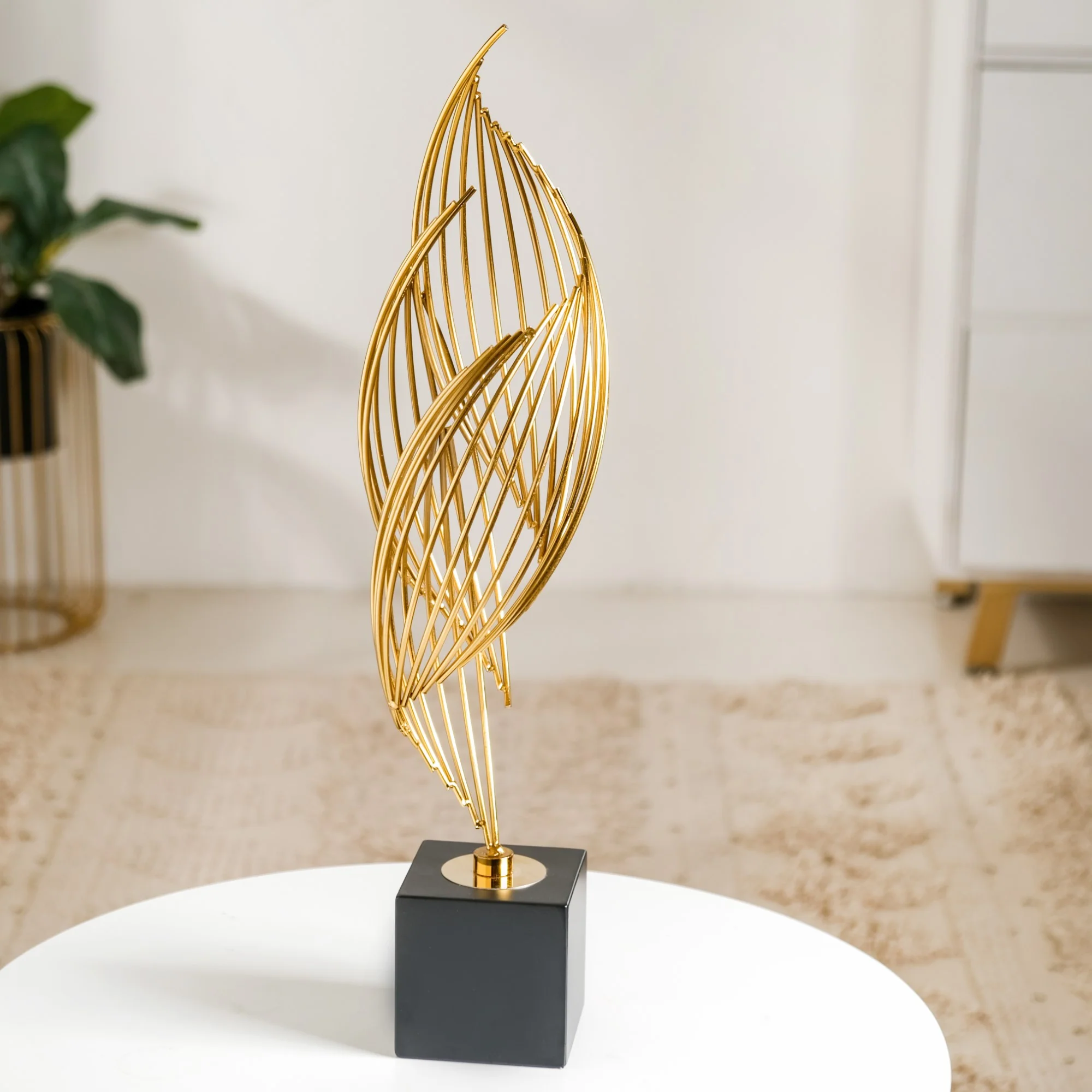Eternal Flame Sculpture Showpiece Gold Large - Image 3