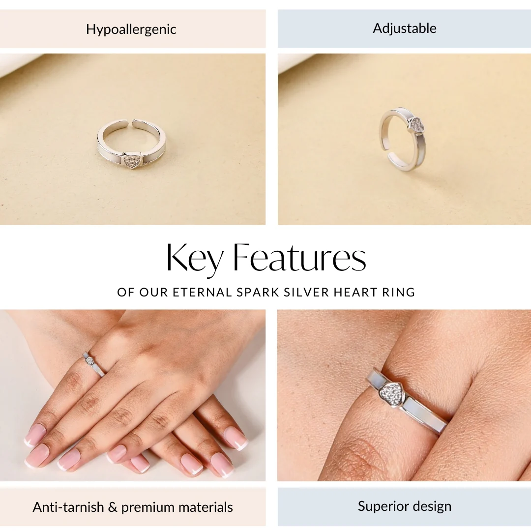 Eternal Spark Silver Heart Ring - Image 4