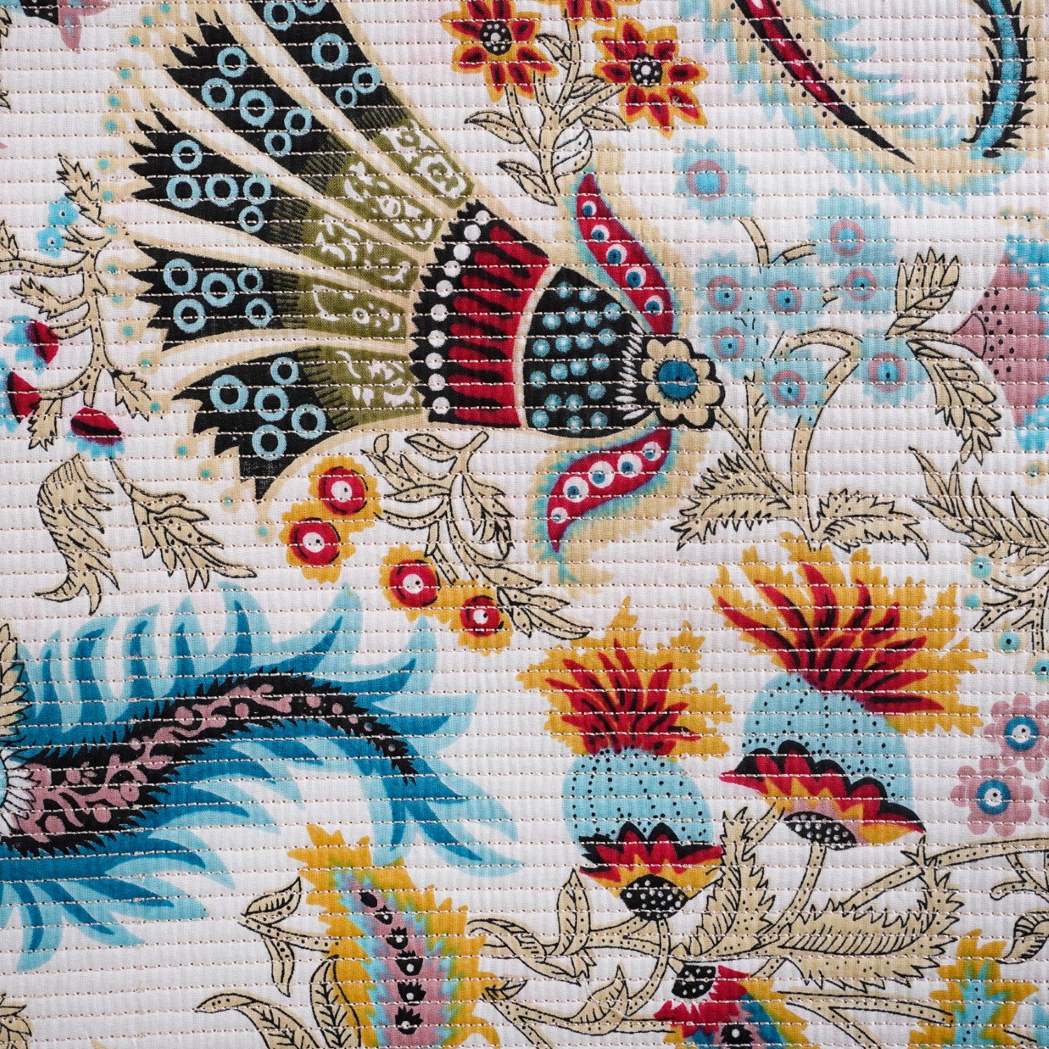 Ethnic Bloom Quilted Cotton Bedcover 250x230cm - Image 6