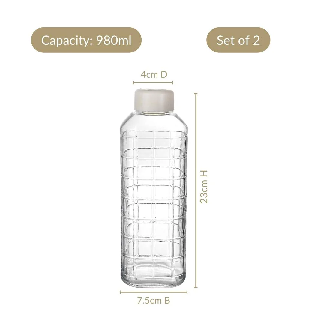 Everyday Transparent Glass Bottle Set Of 2 980ml - Image 4