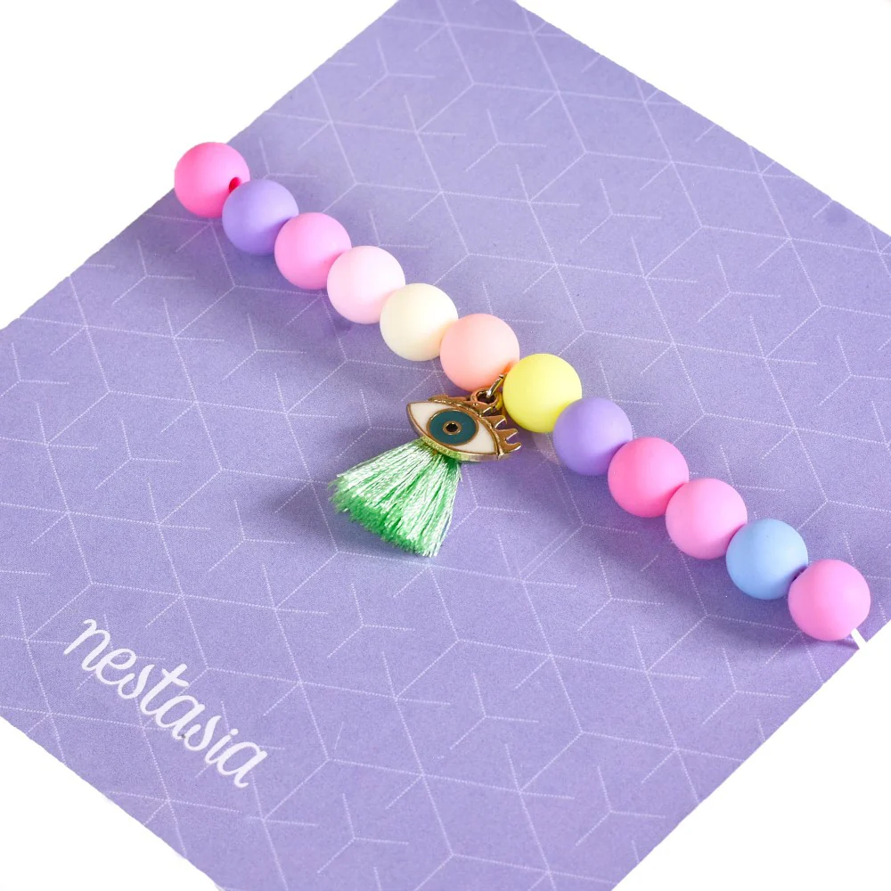 Evil Eye Charm Bracelet With Multicolour Beads - Image 4